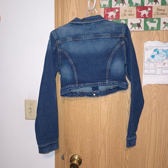 Silver Jeans Co. Big Girls' Cassie Cropped Dark Wash Jean Jacket Large - Picture 4 of 9